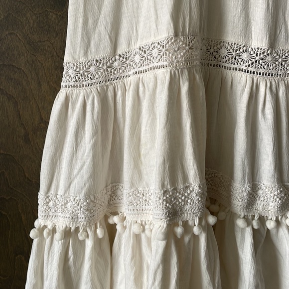 Cream Crochet Lace Pom Dress - Picture 3 of 6